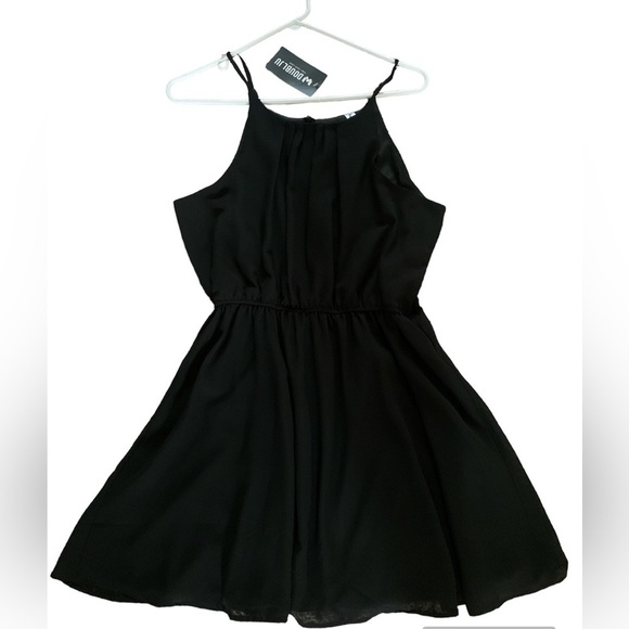 Doublju Womens Sleeveless Feminine Fit and Flare Mini Dress Black Large - Picture 1 of 7